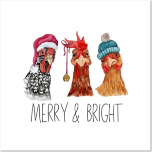 Cute Chickens Christmas Christmas Farm Animal Funny Holiday Posters and Art